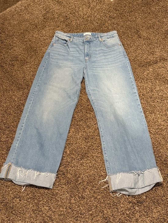 LOFT Denim - LOFT Light Blue Wide-Leg Cropped Jeans with Frayed Hem